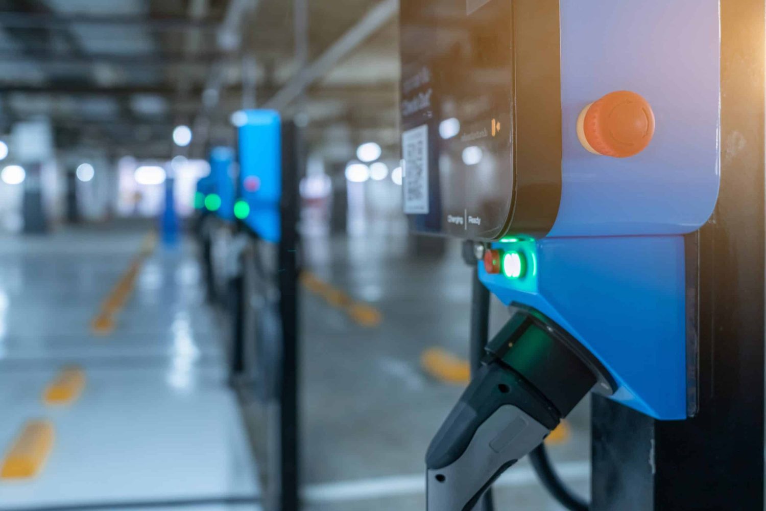 Blur,Photo,Of,Electric,Car,Charging,Station,For,Charge,Ev